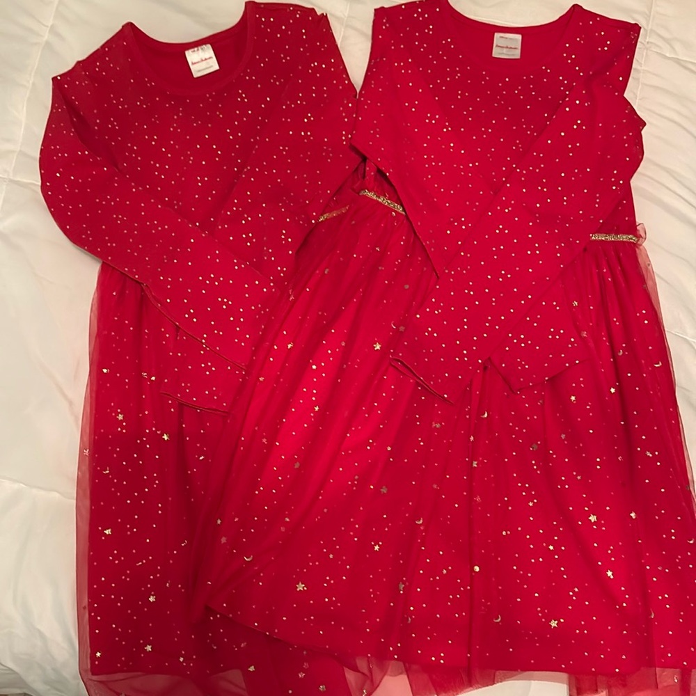 Festive red sparkly dress